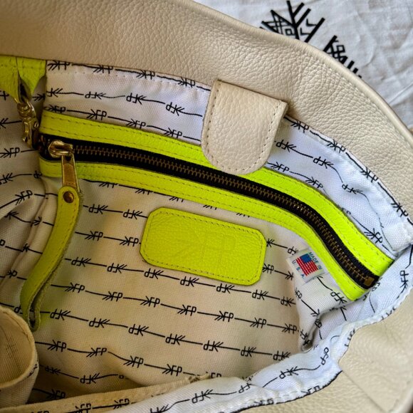 FRESHLY PICKED Original Leather Carryall Bag - Tan & Neon Yellow - Picture 14 of 16